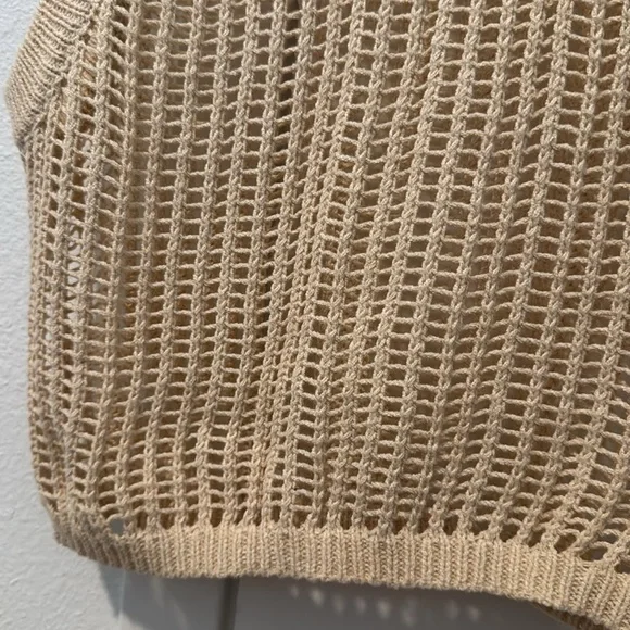 Tan Knit Crochet Sweater Tank Small BNWT - Picture 4 of 6